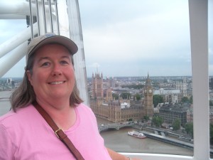 On the London Eye with Big Ben in the background