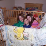 When my youngest moved to a bed, I took this pic of all 3 kids with their Winnie the Pooh quilts in the crib one last time.