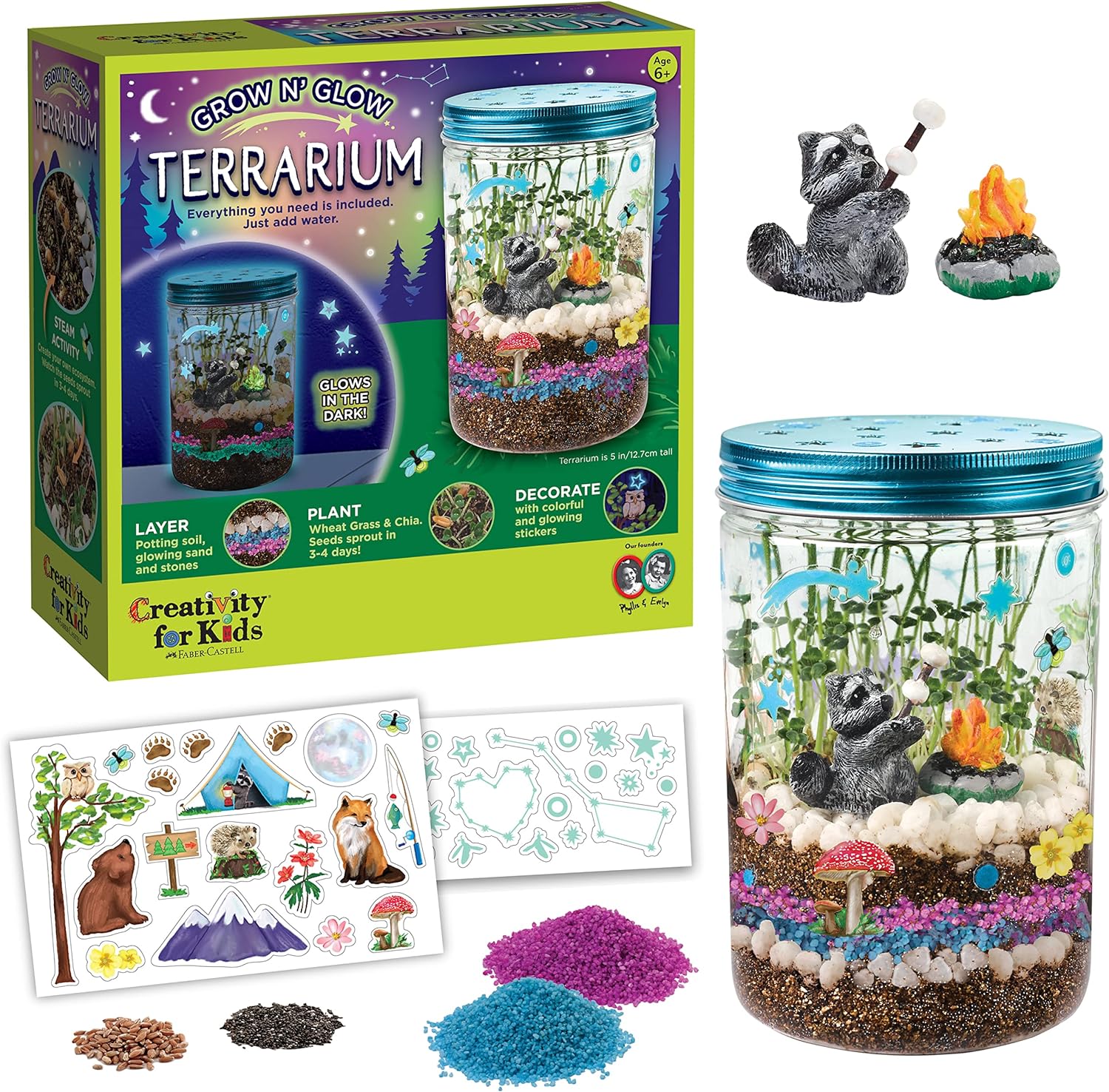 Creativity for Kids Grow 'n Glow Terrarium Kit for Kids Educational Science Kids Ages 6-8+, Craft and STEM Projects