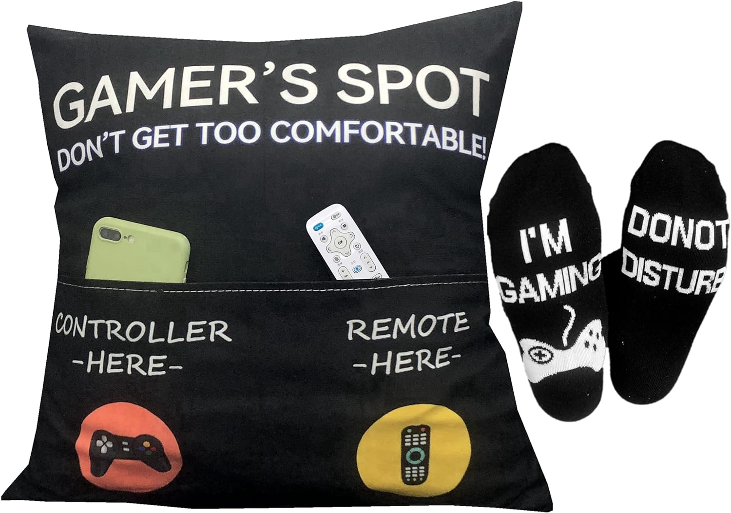 Gamer Throw Pillow Cover and Socks