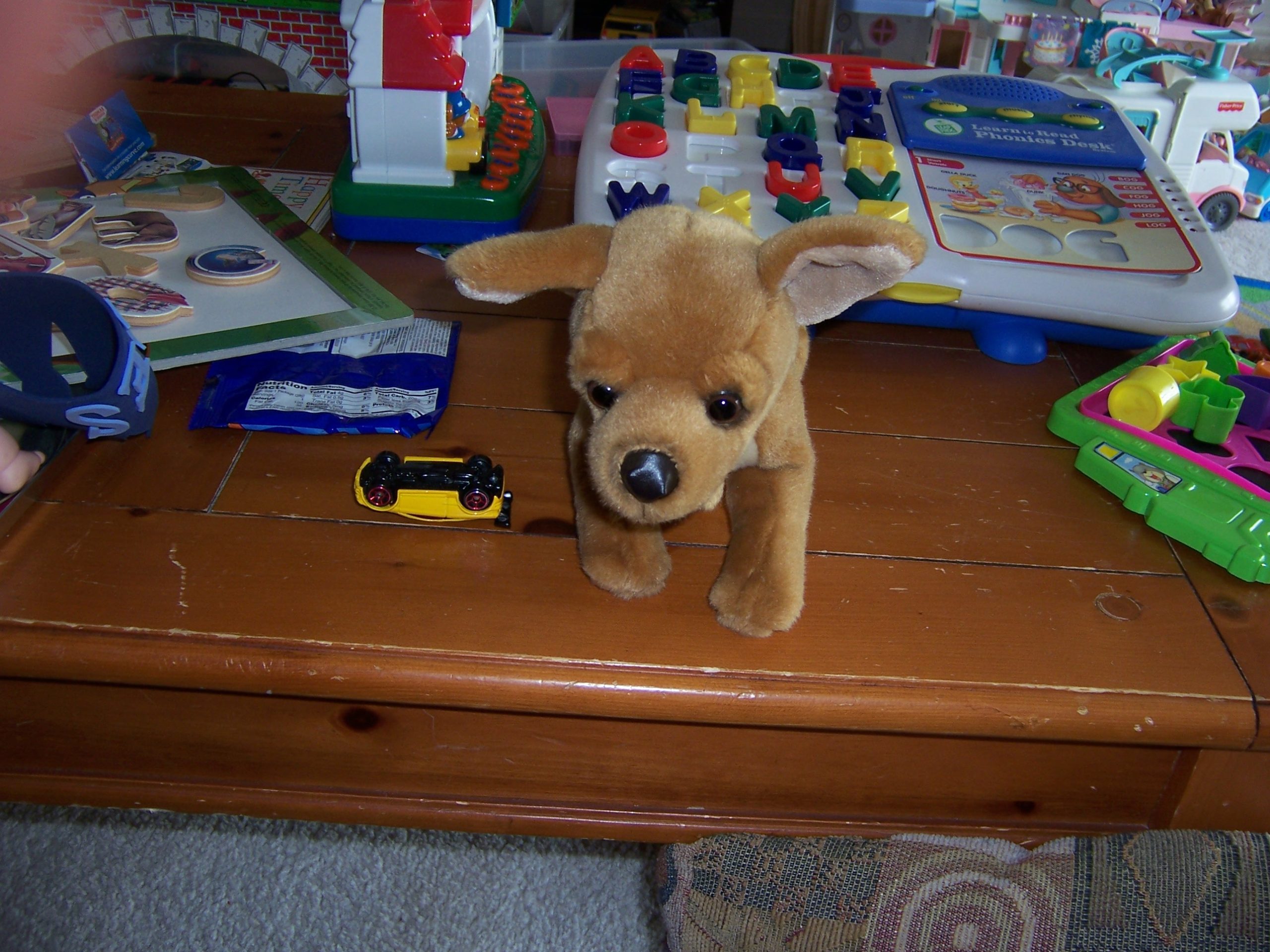 Preschool toys on a coffee table